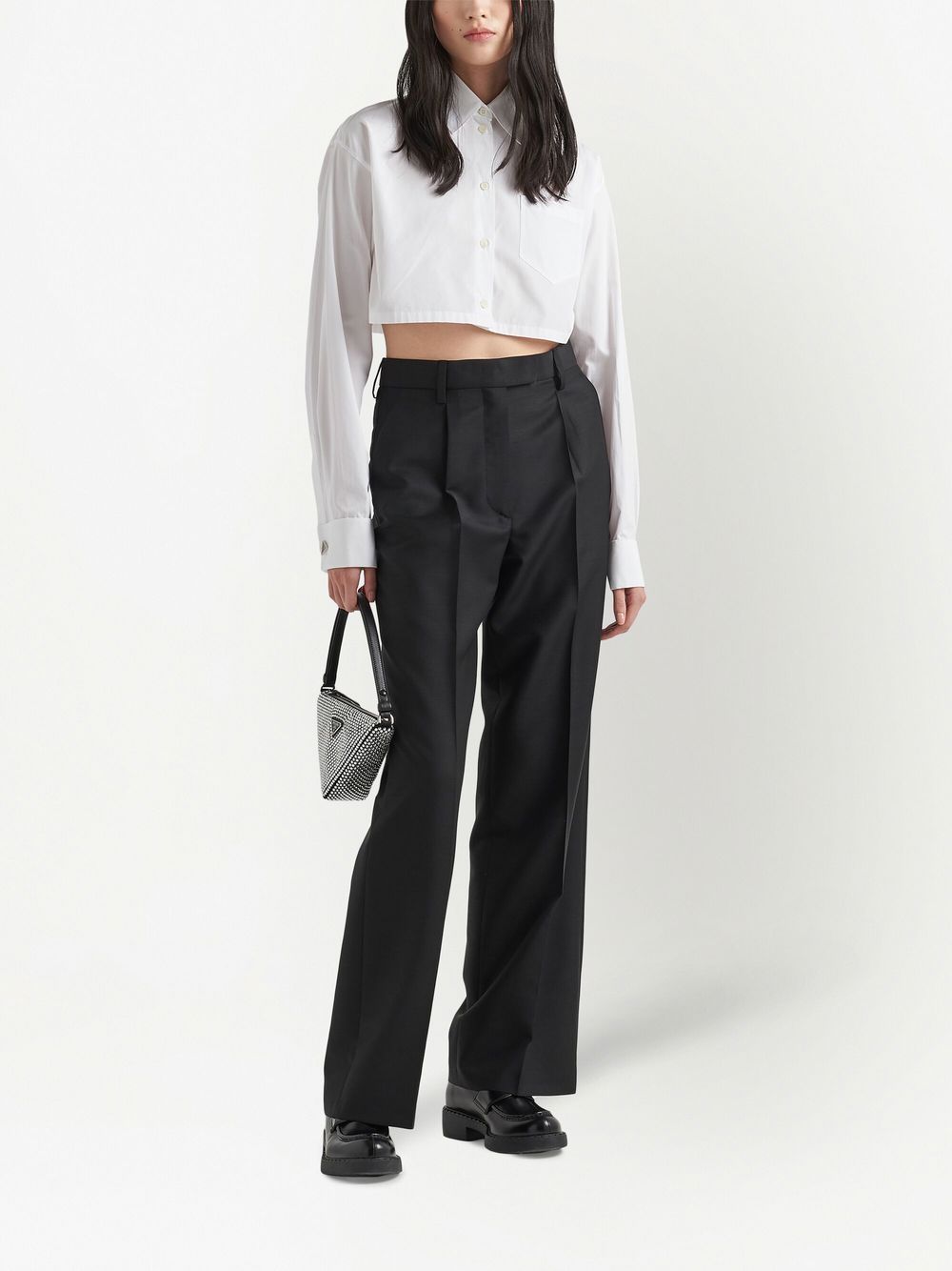 Prada triangle-logo cropped shirt - Image 2