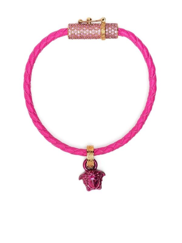 Versace  leather crystal-embellished bracelet