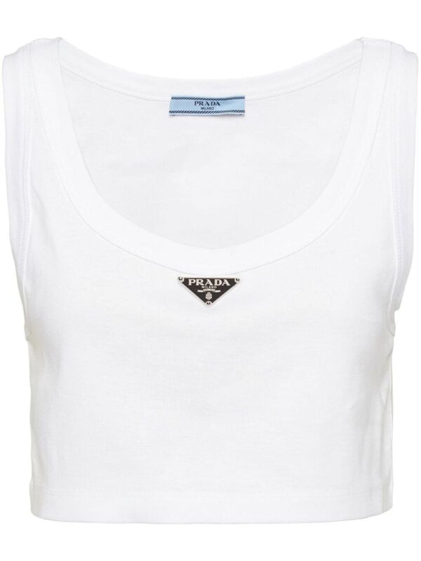 Prada triangle-logo crop top