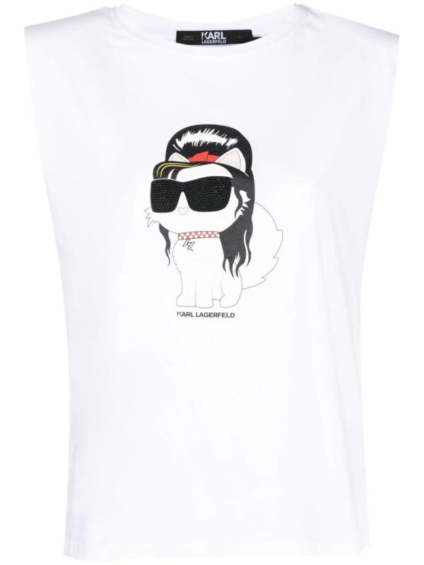 Karl Lagerfeld  Choupette organic-cotton tank top