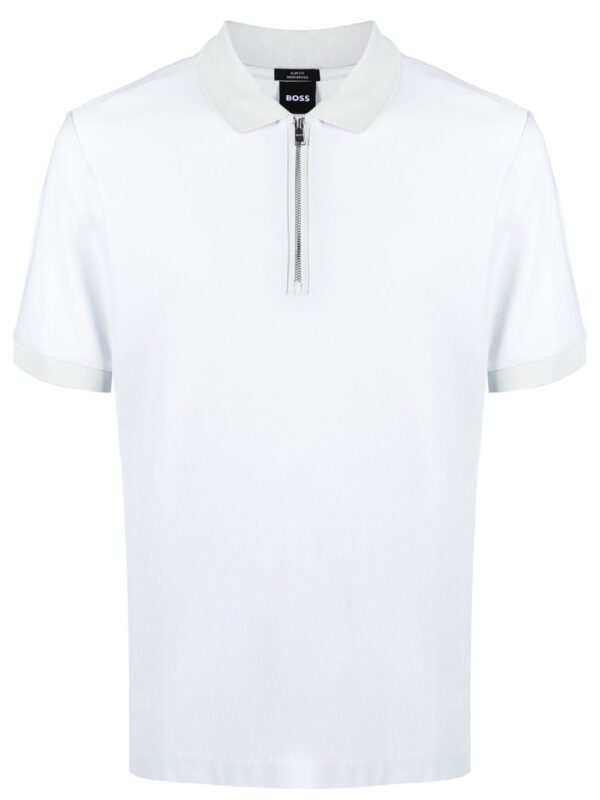 BOSS  zip-up piqué polo shirt