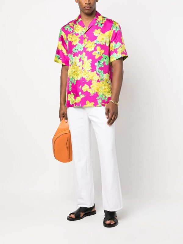 Versace  orchid-print short-sleeve silk shirt - Image 2