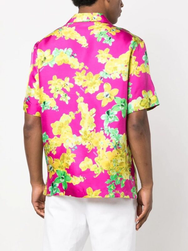 Versace  orchid-print short-sleeve silk shirt - Image 4