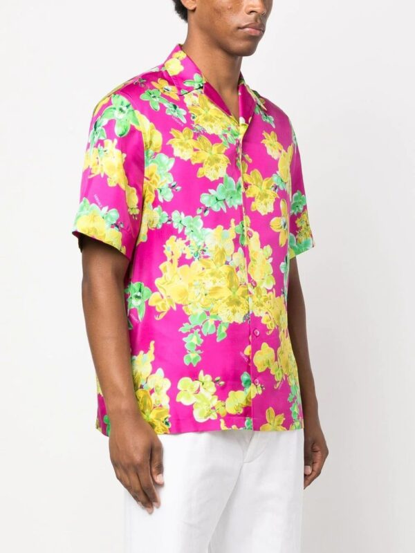 Versace  orchid-print short-sleeve silk shirt - Image 3