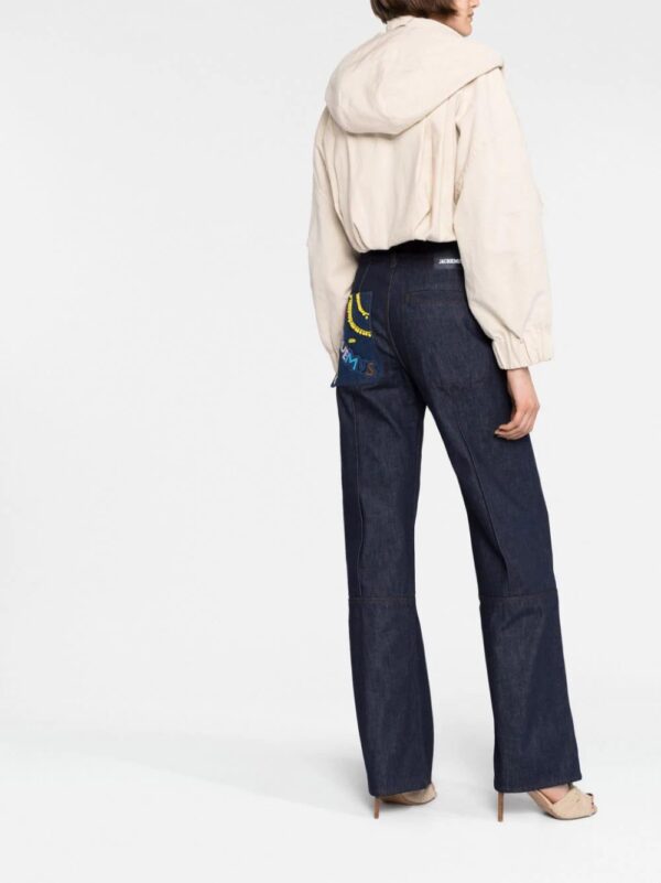 Jacquemus  logo-embroidered wide-leg jeans - Image 4