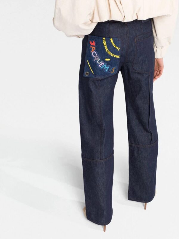 Jacquemus  logo-embroidered wide-leg jeans - Image 3