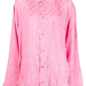 Balenciaga  logo-jacquard silk shirt