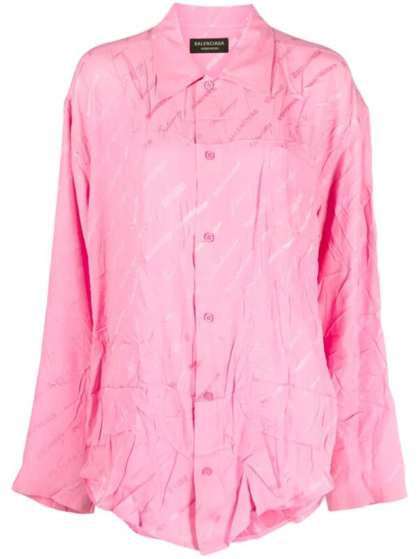 Balenciaga  logo-jacquard silk shirt