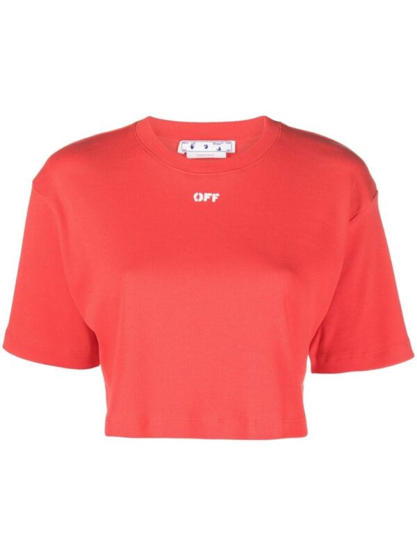 Off-White  logo-print cropped T-shirt