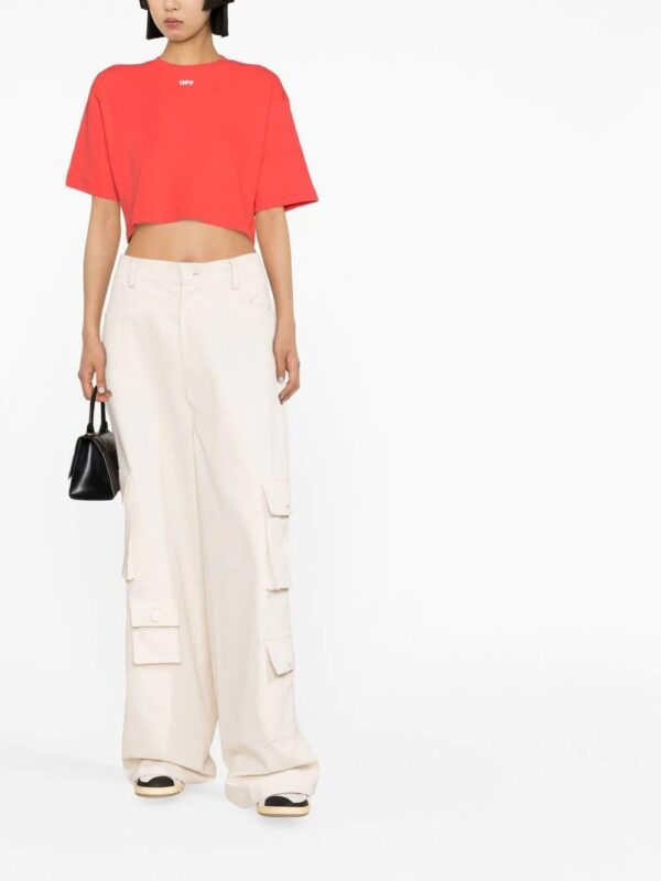 Off-White  logo-print cropped T-shirt - Image 2