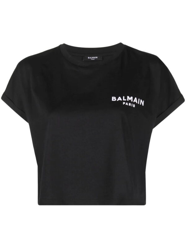 Balmain  logo-print cropped T-shirt