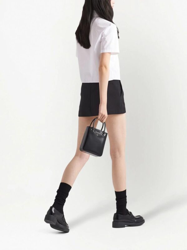 Prada  logo-plaque cropped shirt - Image 4