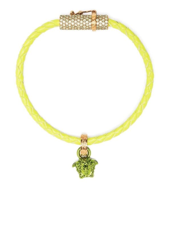 Versace  leather crystal-embellished bracelet
