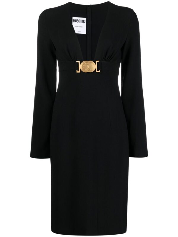 Moschino  logo-plaque long-sleeved dress