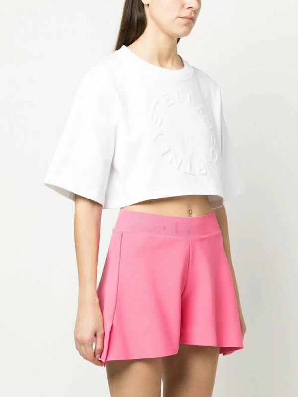 Stella McCartney  flocked-logo cropped T-shirt - Image 3