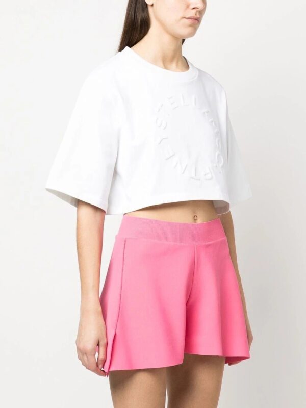 Stella McCartney  flocked-logo cropped T-shirt - Image 3