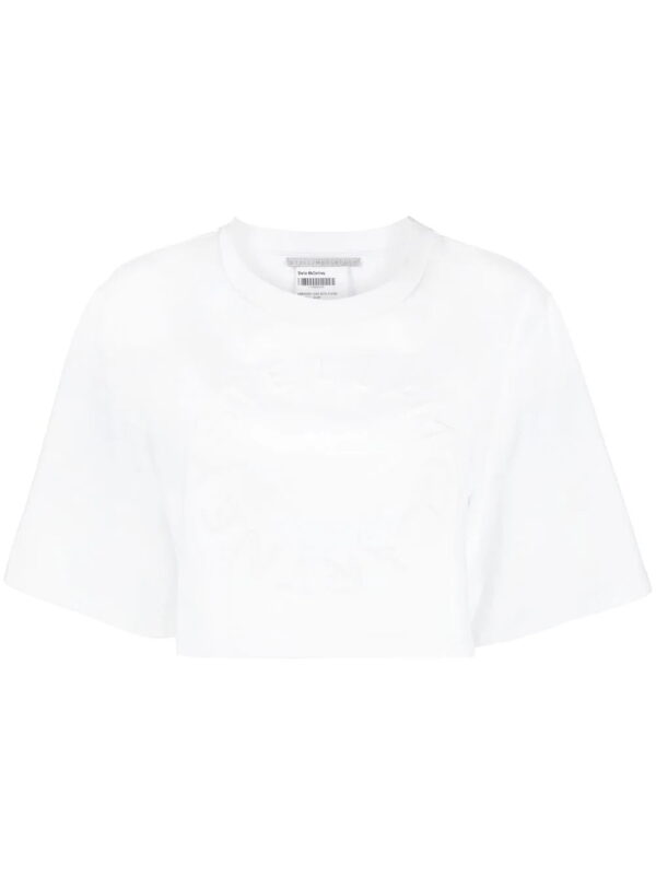 Stella McCartney  flocked-logo cropped T-shirt