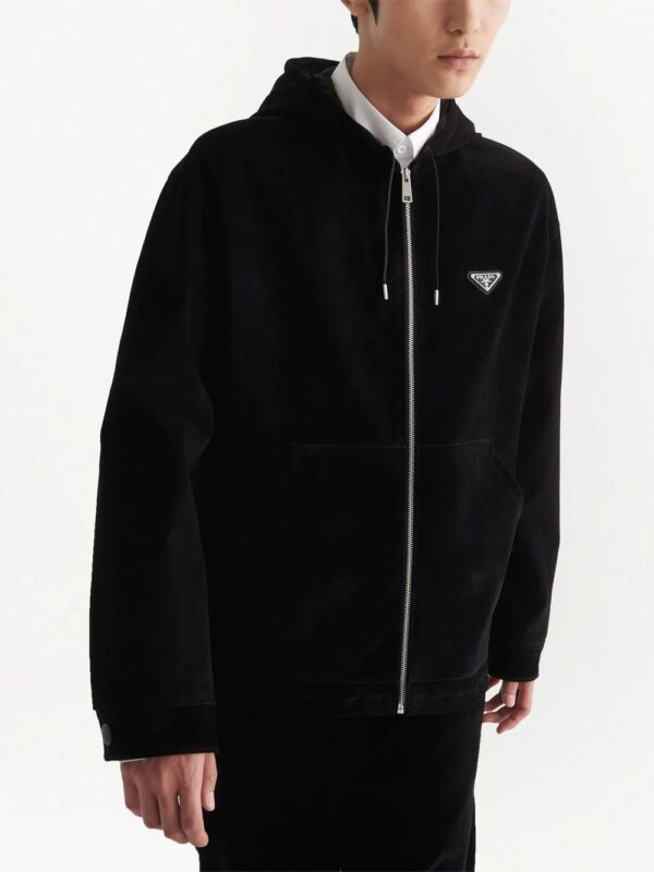 Prada  triangle-logo zip-up hoodie - Image 3