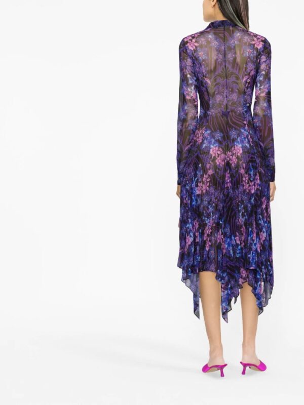 Versace  Orchid Barocco-print pleated shirtdress - Image 4