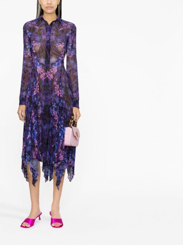 Versace Orchid Barocco-print pleated shirtdress - Image 3