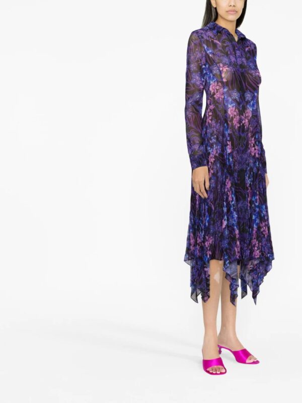 Versace  Orchid Barocco-print pleated shirtdress - Image 3