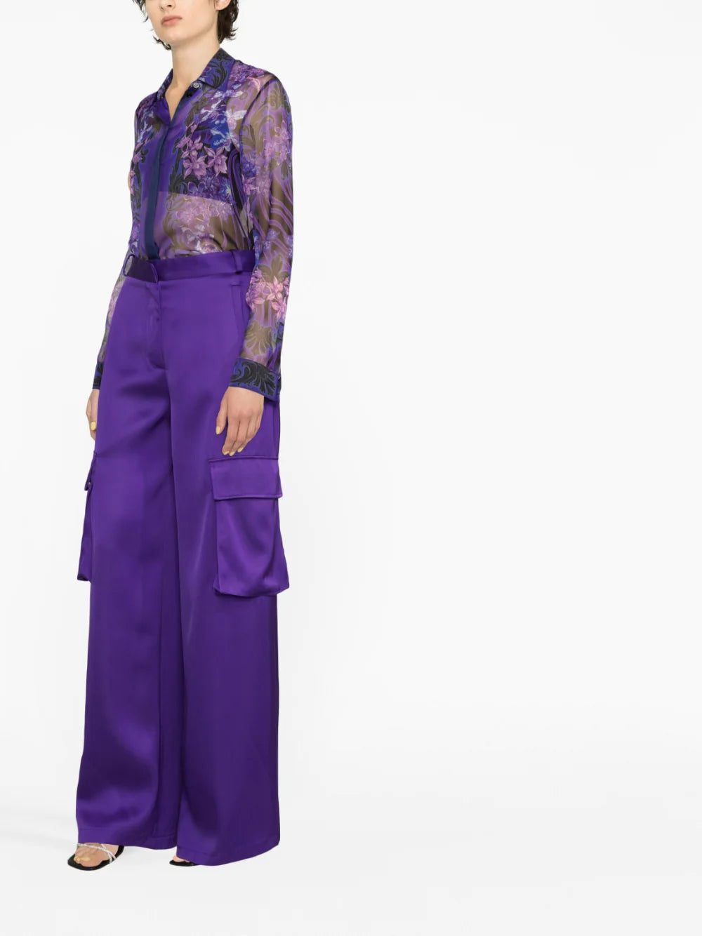 Versace floral-print silk blouse - Image 4