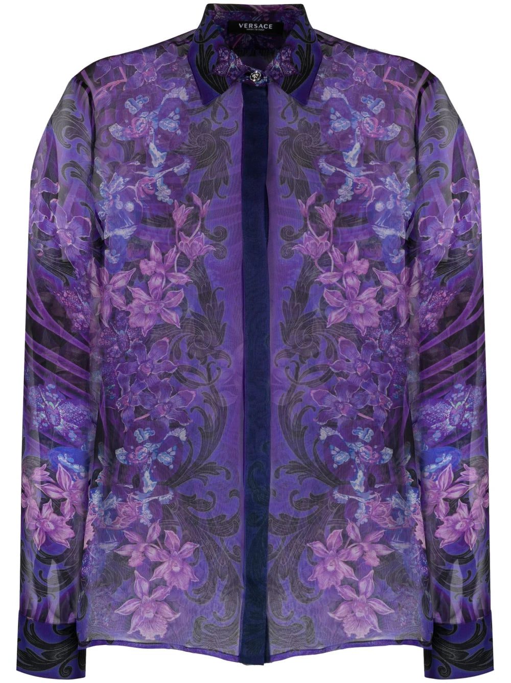 Versace floral-print silk blouse