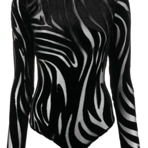 Versace Zebra Velvet long-sleeve bodysuit