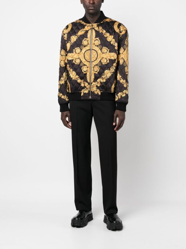 Versace Maschera Baroque-print quilted bomber jacket - Image 5