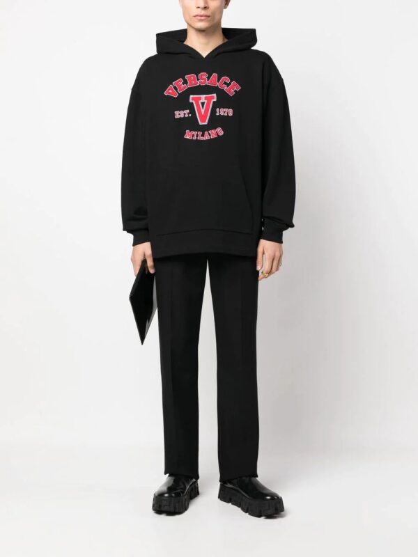 Versace  logo-patch cotton hoodie - Image 2