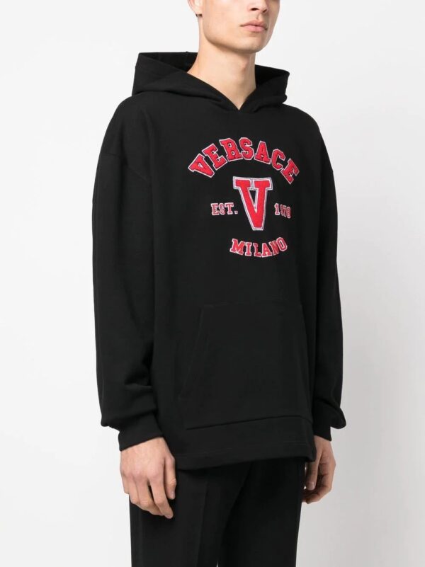 Versace  logo-patch cotton hoodie - Image 3