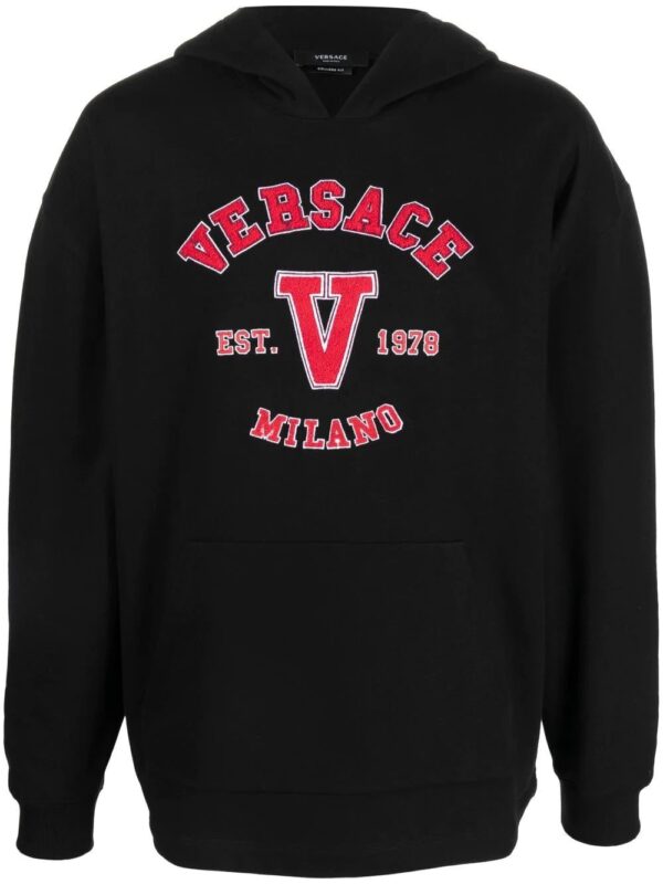 Versace  logo-patch cotton hoodie