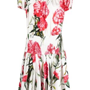Dolce & Gabbana Carnation-print flared minidress