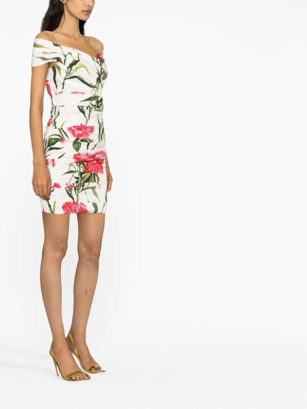 Dolce & Gabbana  floral-print off-shoulder dress - Image 4