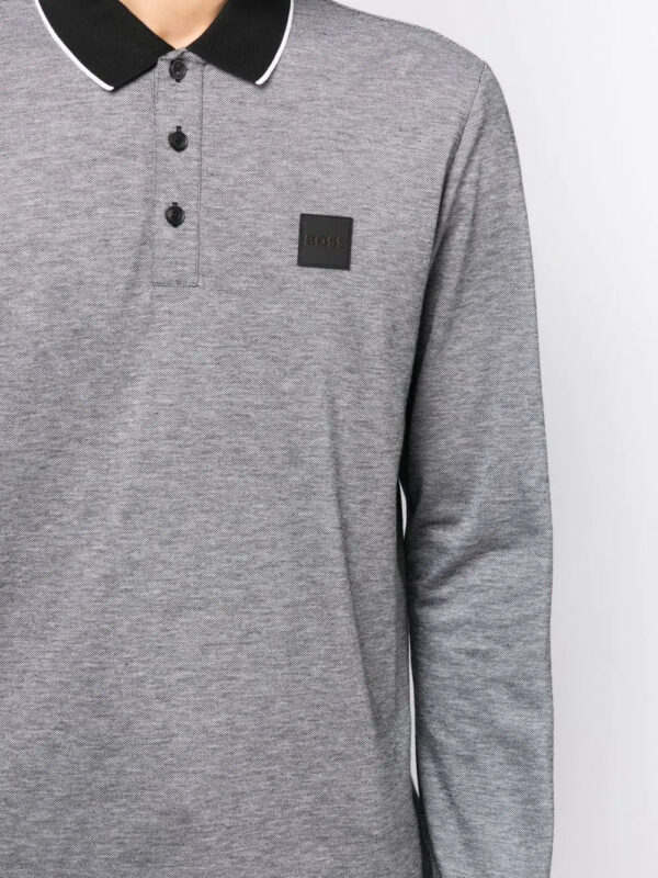 BOSS  logo-patch long-sleeved polo shirt - Image 4