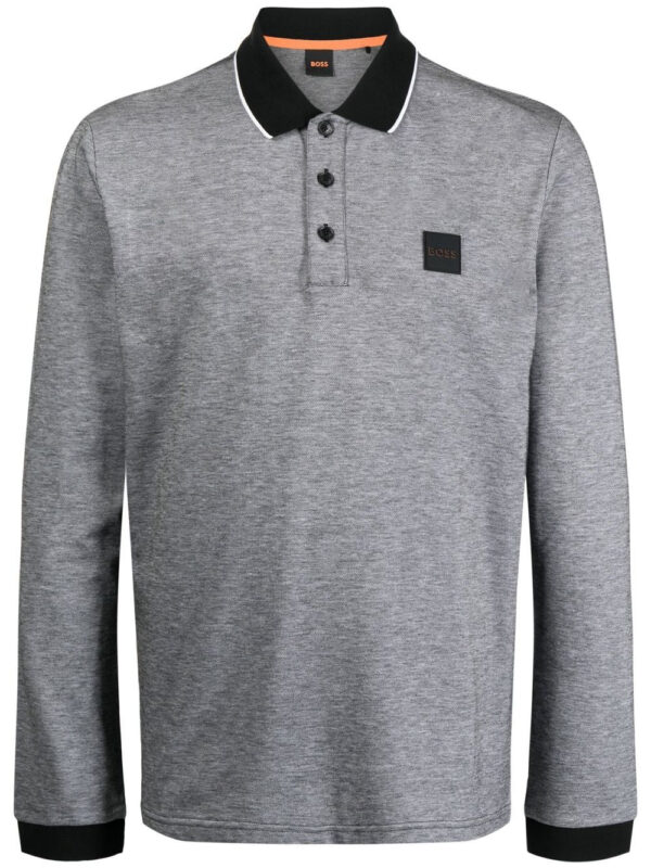 BOSS  logo-patch long-sleeved polo shirt