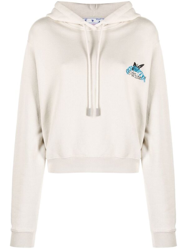 Off-White  embroidered-logo cotton hoodie