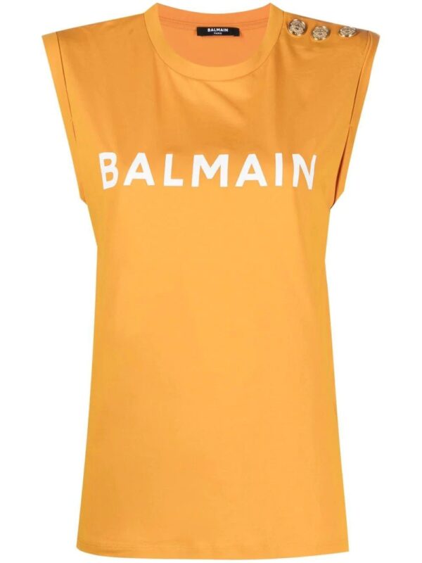 Balmain  logo-print cap-sleeve T-shirt