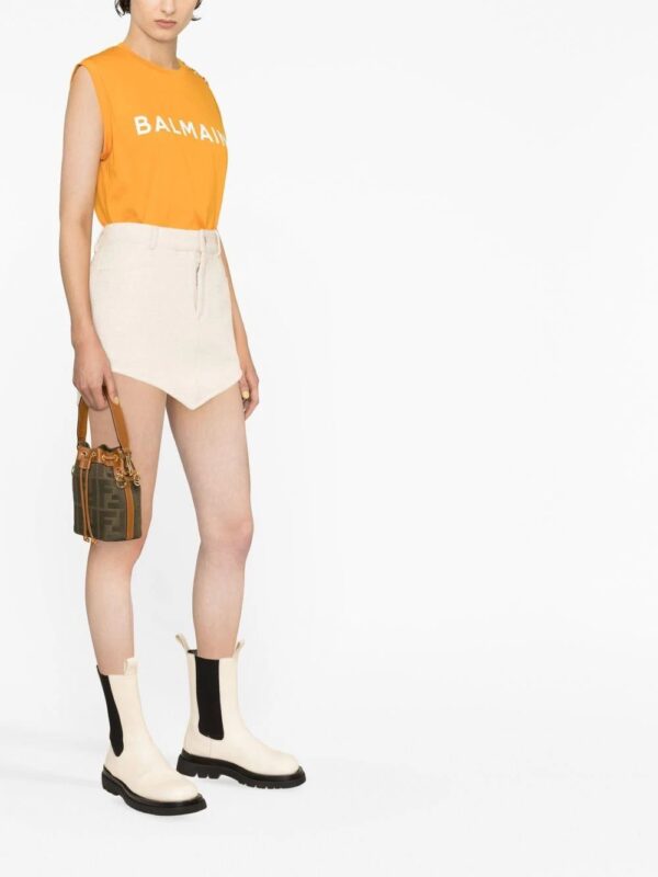 Balmain  logo-print cap-sleeve T-shirt - Image 3
