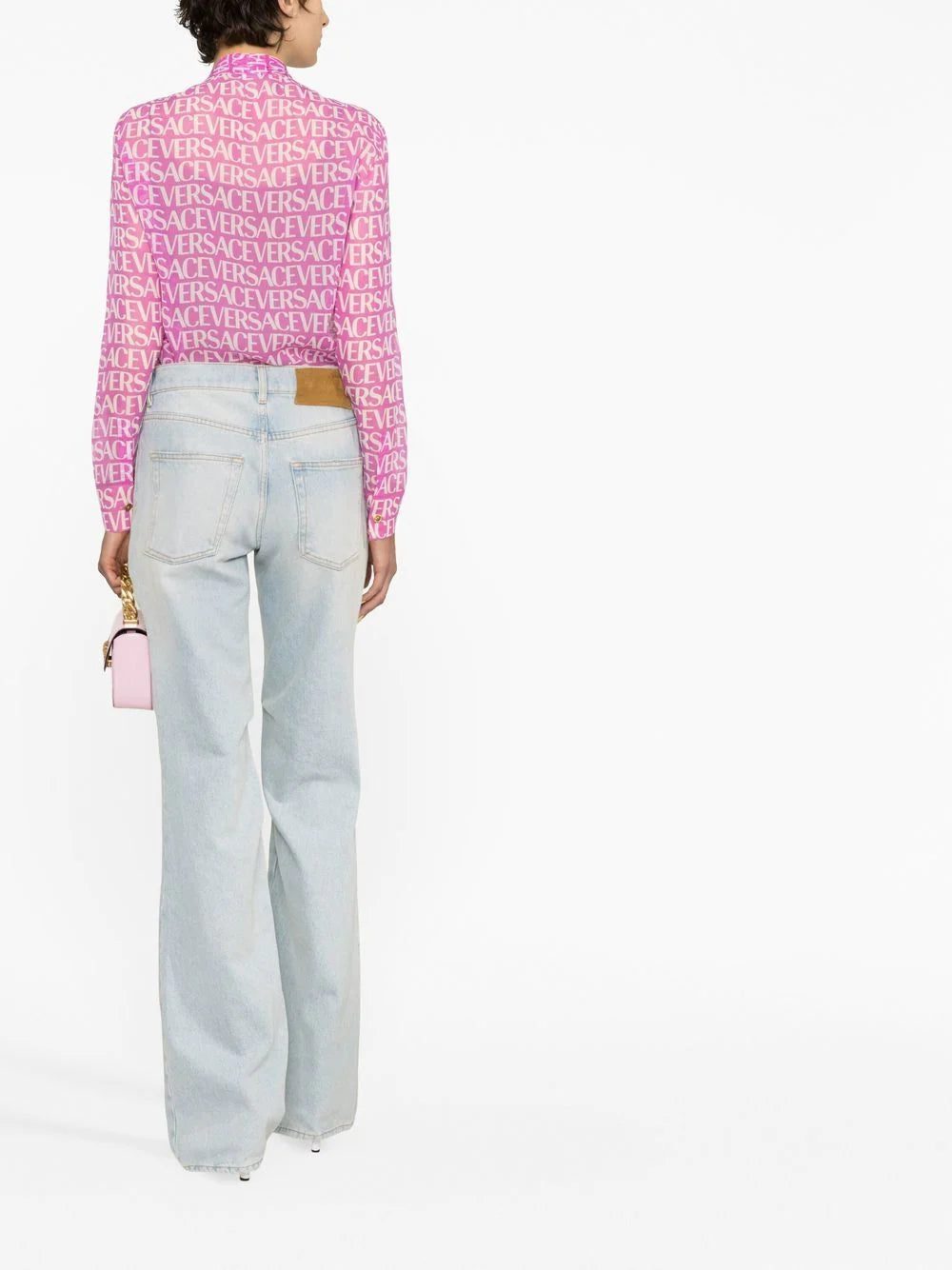 Versace logo-print pussybow blouse - Image 3