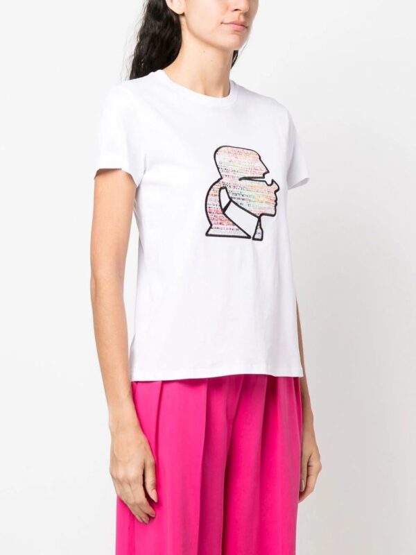 Karl Lagerfeld  bouclé-profile T-shirt - Image 3
