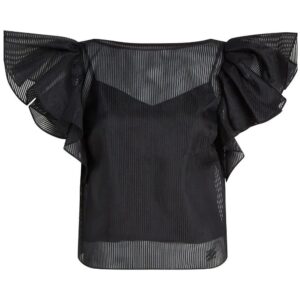 Karl Lagerfeld semi-sheer ruffled-trim blouse