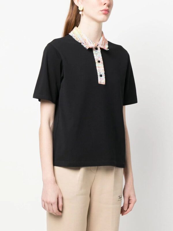 Karl Lagerfeld  knitted-collar polo top - Image 3