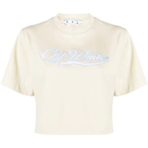 Off-White  logo-print cropped T-shirt