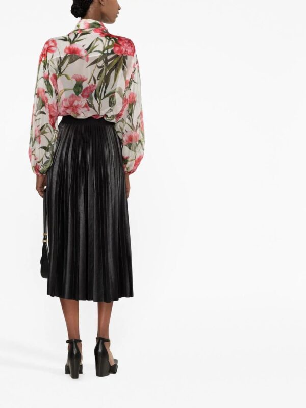 Dolce & Gabbana  Carnation-print tie-neck silk blouse - Image 3