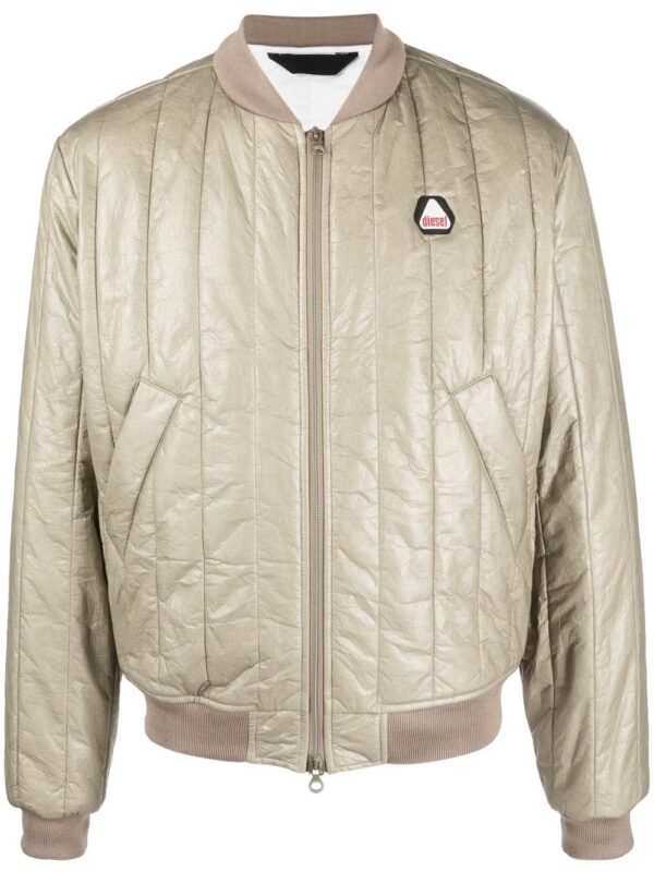 Diesel  beige quilted bomber jacket