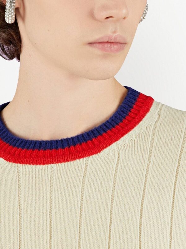 Gucci  striped-edge ribbed jumper - Image 4