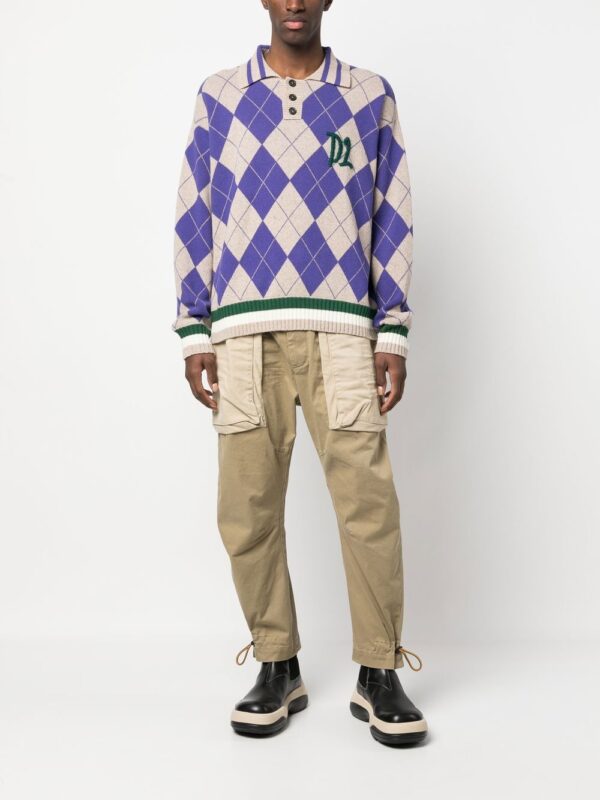 Dsquared2 argyle check polo collar jumper - Image 2