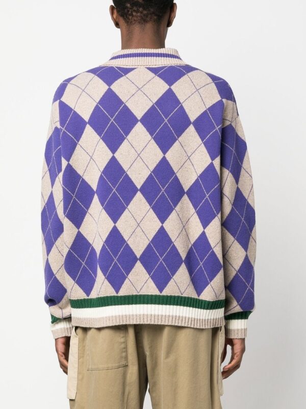 Dsquared2 argyle check polo collar jumper - Image 4