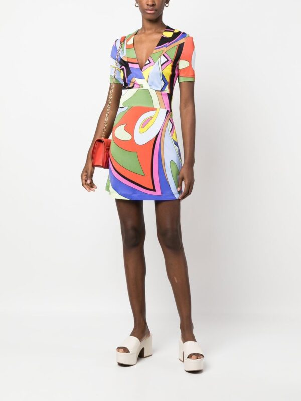 Moschino geometric-print v-neck fitted dress - Image 5